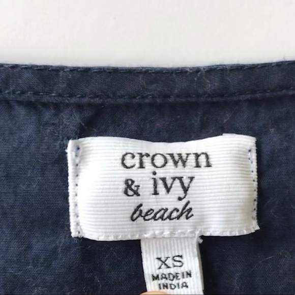 Crown & Ivy Beach Navy Blue Crochet Trim Tunic XS - Picture 6 of 11